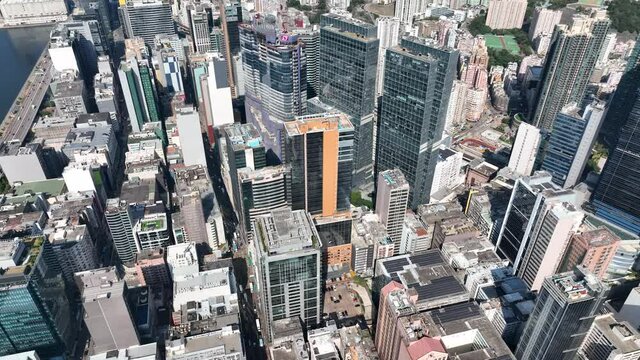 4K video of Flying on Hong Kong Victoria Harbor in a sunny day