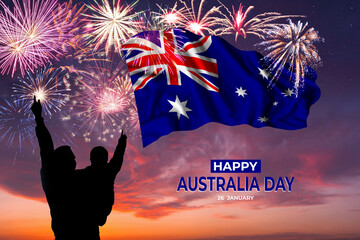 Majestic fireworks and flag of Australia - 479712810