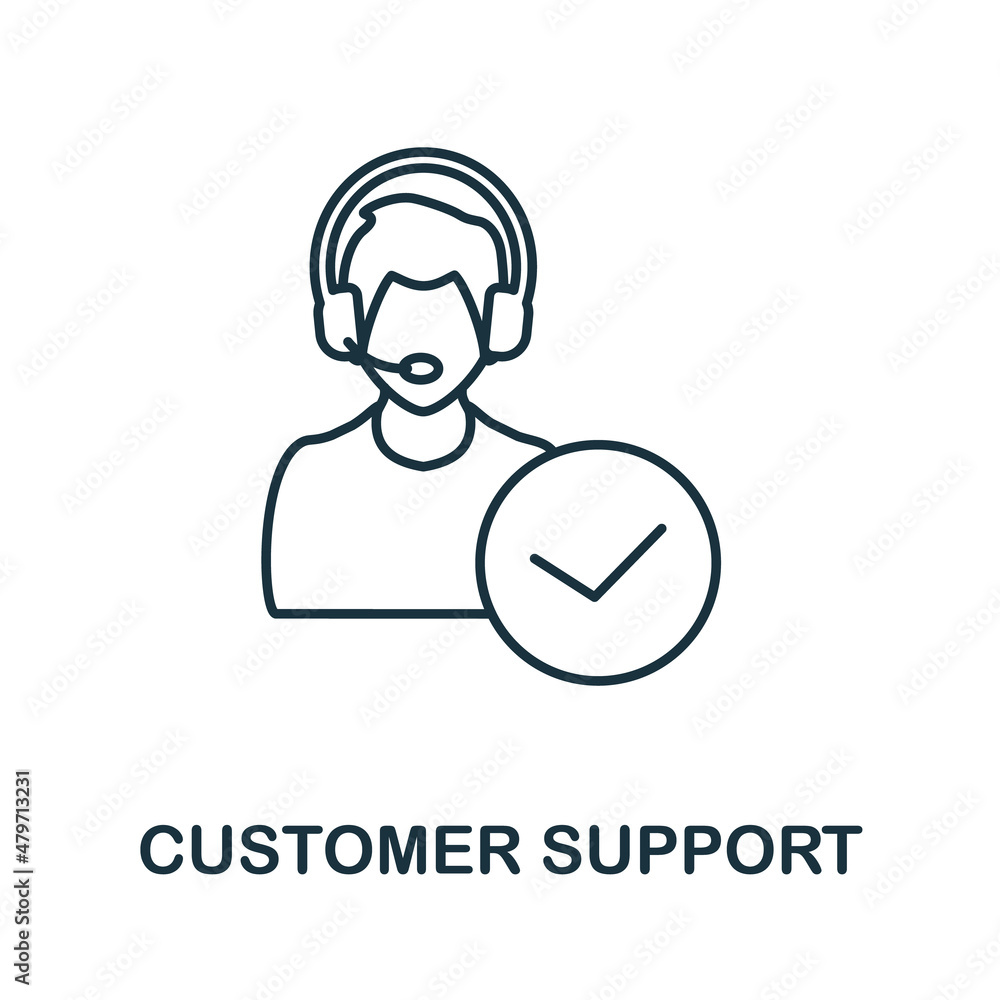 Poster customer support icon. line element from customer relationship collection. linear customer support i