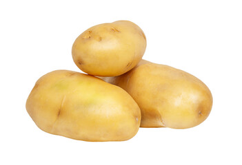 Fresh clean three potato tubers isolated
