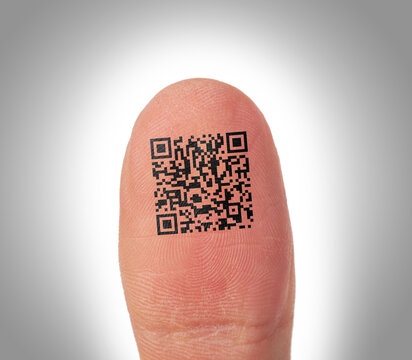 Personal identity of man on his thumb