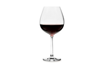 Red wine in a glass isolated on white background. Full transparency wine glass.