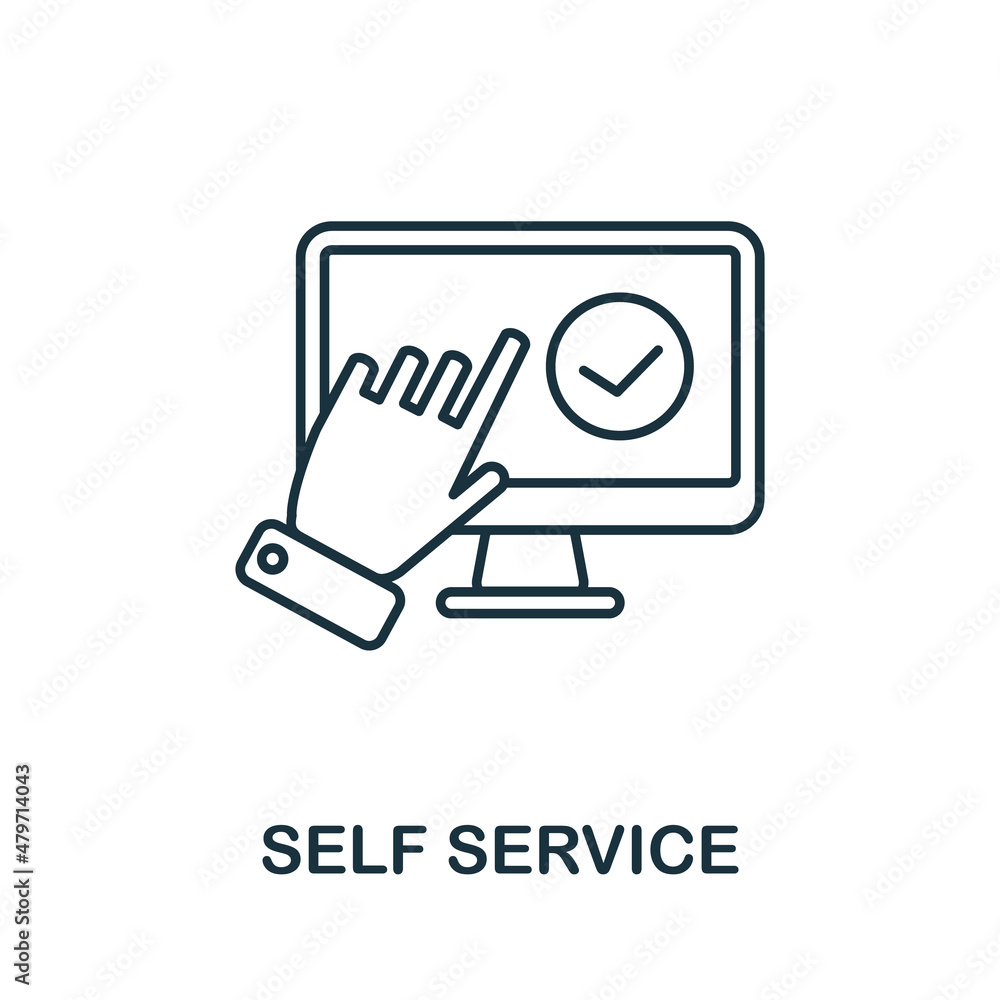 Poster self service icon. line element from customer relationship collection. linear self service icon sign
