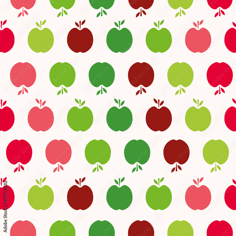 Poster vintage silhouette apples vector seamless repeat pattern print