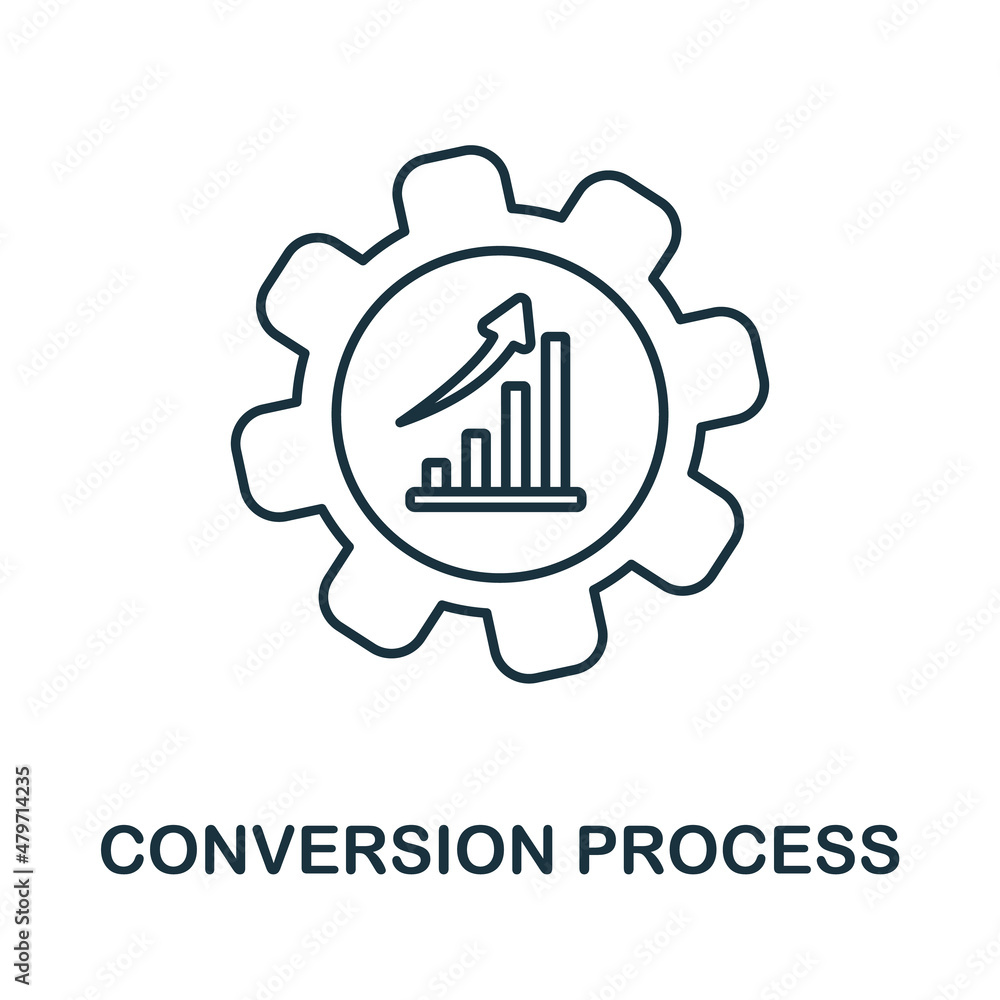Aufkleber conversion process icon. line element from customer relationship collection. linear conversion proce