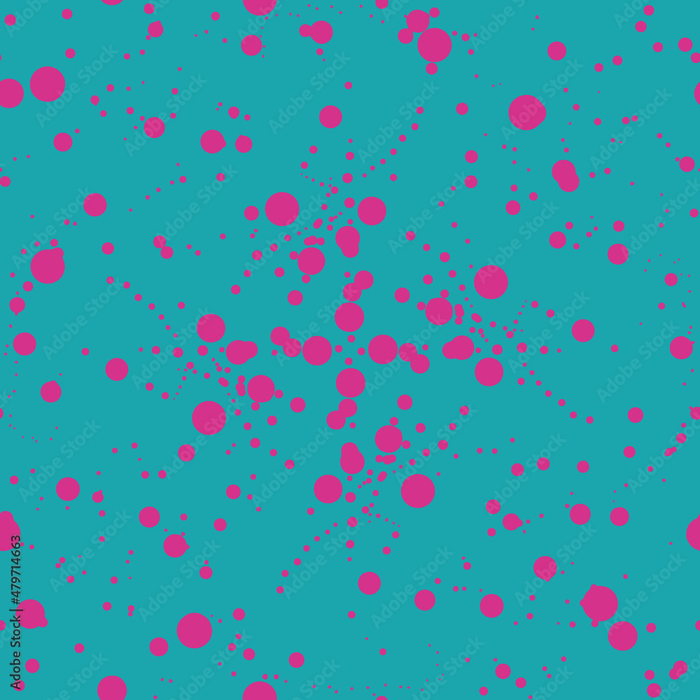 Poster fuchsia splash on green blue background seamless repeat pattern print