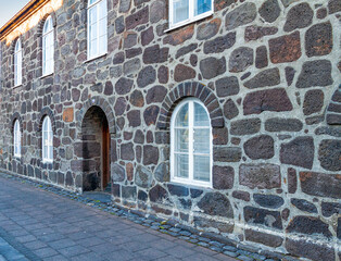 Stone wall texture with windows