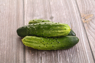 Fersh juicy green cucumbers heap