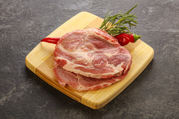 Raw pork meat neck steak