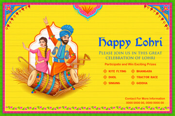 Happy Lohri holiday background for Punjabi festival - 479715619