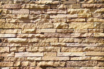 Light brown sand stone brick decorative on wall for background