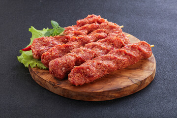 Raw beef kebab minced meat