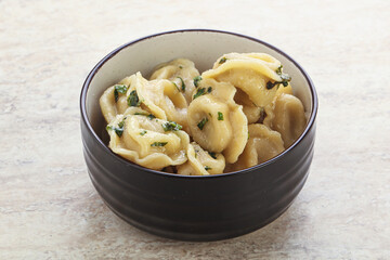 Russian boiled dumplings with meat
