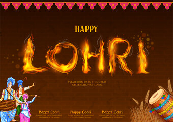 Fototapeta Happy Lohri holiday background for Punjabi festival obraz