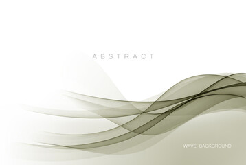 Green wave on a white background. Abstract transparent background waves.