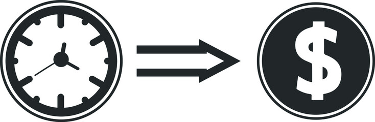 Time is money icon vector, Business and finance management line icon, time to money symbol vector 