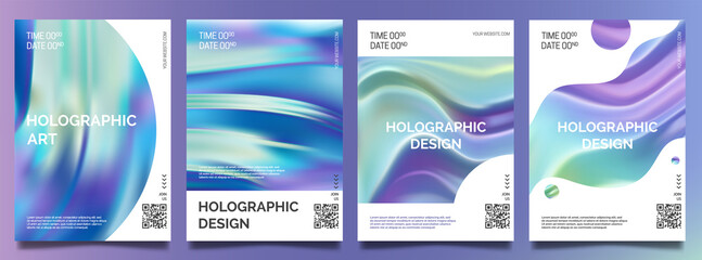 Holographic Template Ads Poster Flyer Banner Card with Date Set for Advertising, Marketing and Promotion. Vector illustration of Posters