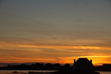 sunset over the river
