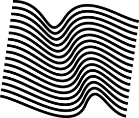 Geometric curved wave lines in black and white