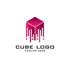 abstract cube logo design template