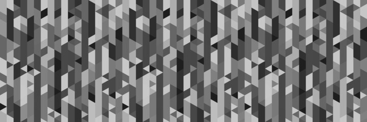 Seamless polygonal pattern. Abstract geometric texture. Tiled background. Low poly banner. Black and white illustration