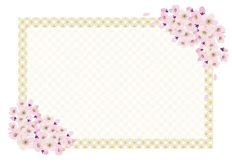 桜の角型フレーム　金の七宝文様