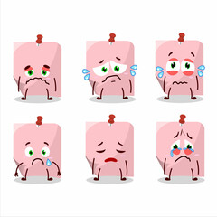 Pink sticky note cartoon character with sad expression