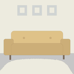 Yellow couch in living room Vector