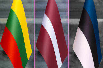 A set of pictures from the flags of the Baltic countries. Flags of Lithuania, Latvia and Estonia collage.