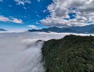 sea of clouds on the top of mountain