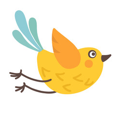 The little bird is flying. Vector illustration.