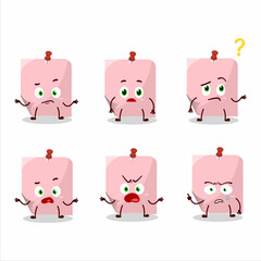 Cartoon character of pink sticky note with what expression