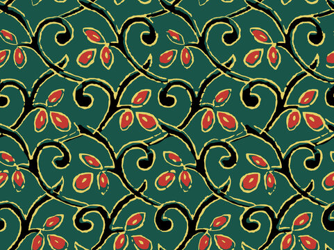 abstract Hand indian Block Ajrakh Print background pattern