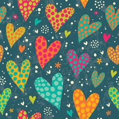 Seamless heart background in pretty colors. Background can be used for wallpapers, pattern fills, web page backgrounds, surface textures.