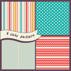 Vector set of four seamless patterns. Modern stylish texture. Cute and colorful background for your design.