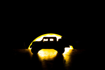 truck silhouette against a dark sunset