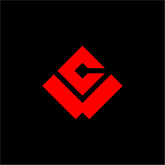 CW, WC, C and W letters logo vector image