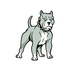 Grey Pitbull Dog Cartoon Vector