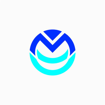 M initials circle blue logo vector image
