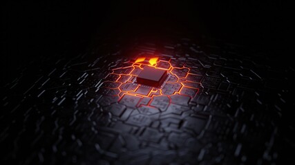 3d illustration - Advanced Technology Concept Visualization. Circuit Board CPU Processor