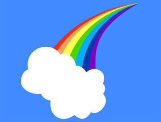 雲と遠近感のある七色の虹のイラスト 同性愛 ファンタジー