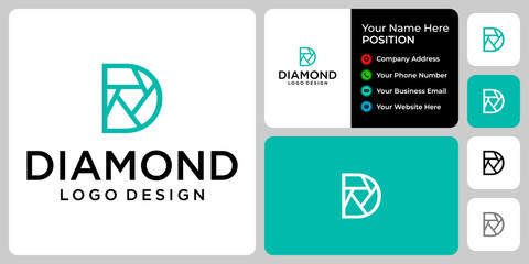Letter D monogram diamond logo design with business card template.