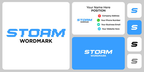 Storm wordmark logo design with business card template.