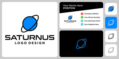 Saturn logo design with business card template.