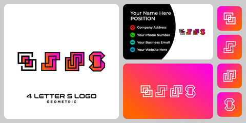 Letter S monogram technology logo design with business card template.