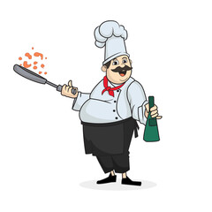 Cartoon chef vector illustration with simple shadings