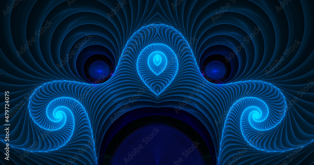 Wall mural abstract amazing background from colorful blue swirl shapes. fantasy light background. generative ar