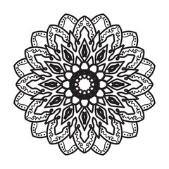 Circular pattern in form of mandala for Henna, Mehndi, tattoo, decoration. Decorative ornament in ethnic oriental style. Coloring book page.