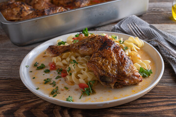 Chicken with pasta and vegetables