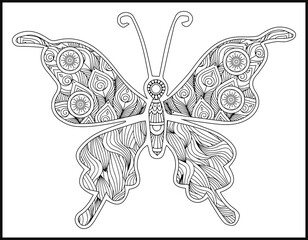 Butterfly mandala coloring page for adults